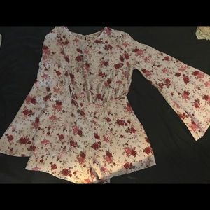 Red & Pink floral romper